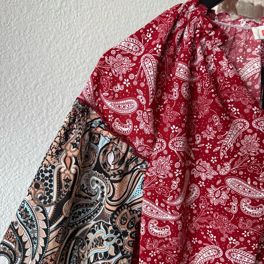 Mazik Cavenders Red Floral Paisley Women's Western Top Size Medium M Long Sleeve - Picture 2 of 9